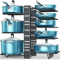 thumbnail image 1 of 8-Tier Pot and Pan Organizer for Cabinets with 3 Ways Adjustable Organizer for Pots, Pans and Pot Lids, 1 of 7