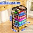 thumbnail image 1 of 8 Tier Rolling File Cart, Metal Desk Organizer with Sliding Trays, Black, 1 of 6
