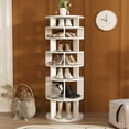 thumbnail image 1 of 8 Tier Rotating Shoe Rack Tower, 32 Pair Shoe Organizer Shelf, White, 63.3" x 23.6" x 23.6", 1 of 10