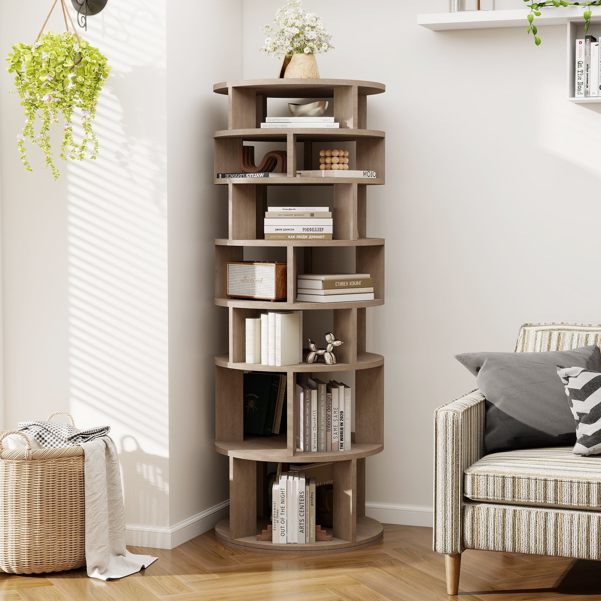 Rotating 8 Tier Shoe Rack Tower, 32 Pair Closet Organizer