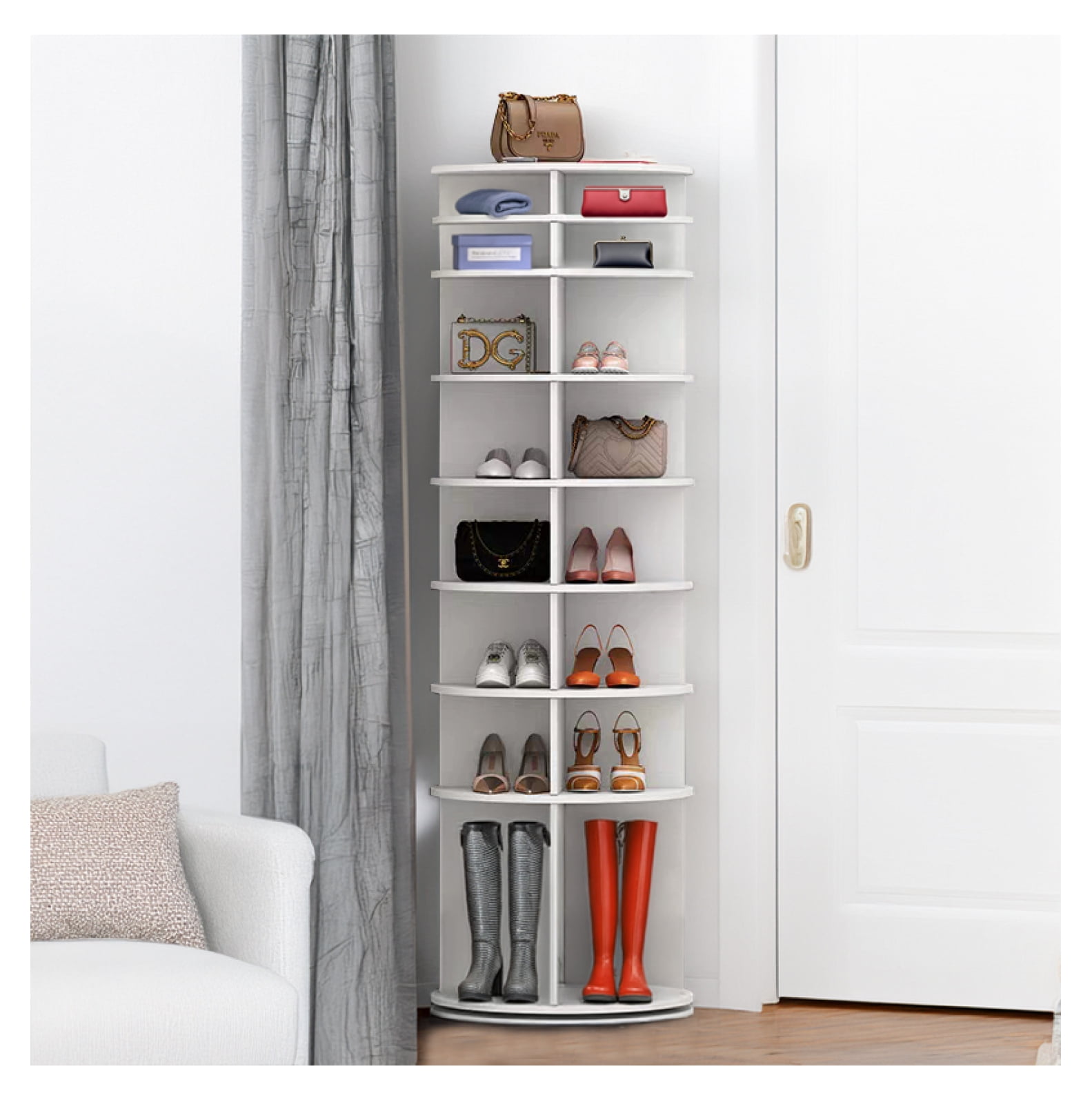 8 Tier Rotating Shoe Rack Tower, Spinning Shoe Display, Shoe Organizer ...