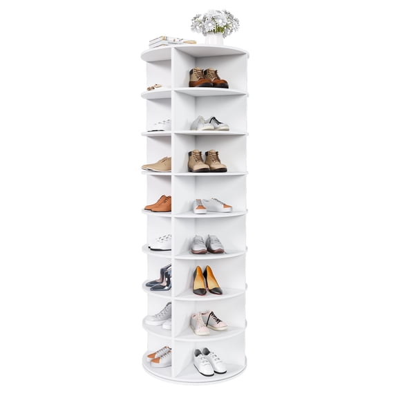 8 Tier Rotating Shoe Rack Tower, Spinning Shoe Organizer Rotating Shelf, Shoe Tower, Space-Saving 360° Revolving Shoe Rack Storage Round Carousel for Entryway, Closet & Bedroom