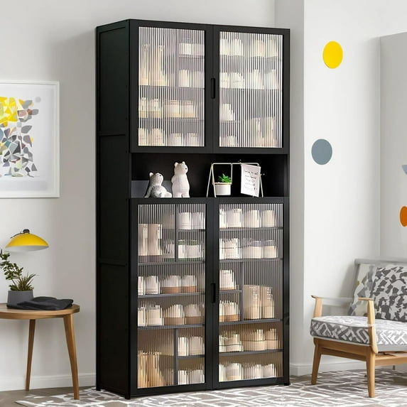 8-Tier Shoe Cabinet with Acrylic Doors, Shoe Storage Cabinet for ...