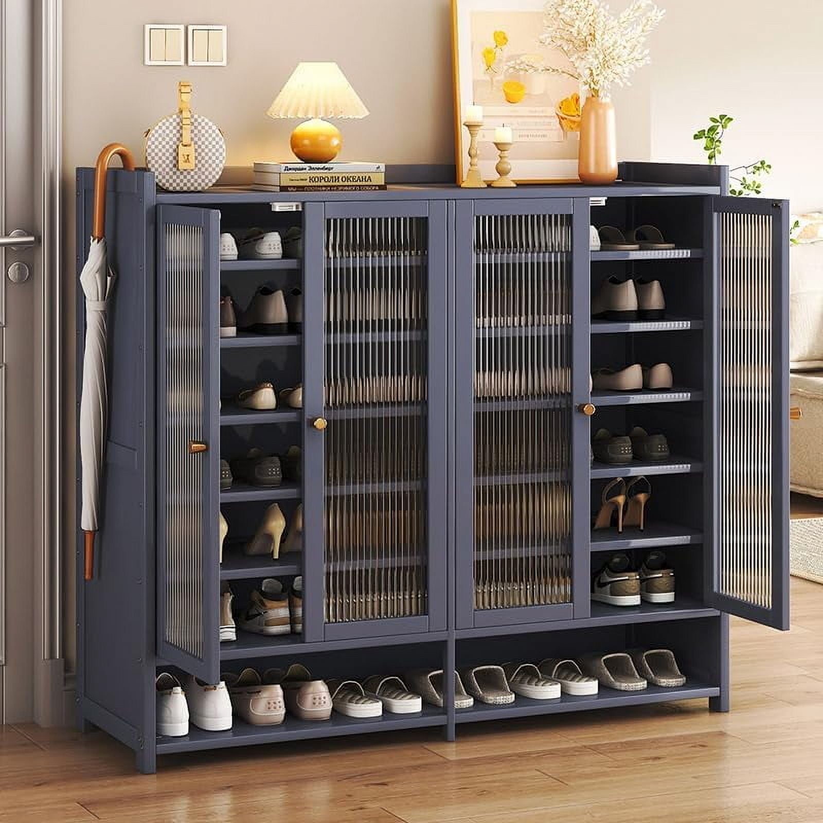 8-Tier Shoe Cabinet with Doors 36-40 Pairs Freestanding Shoe for Closet Shoe Storage Cabinet for ...