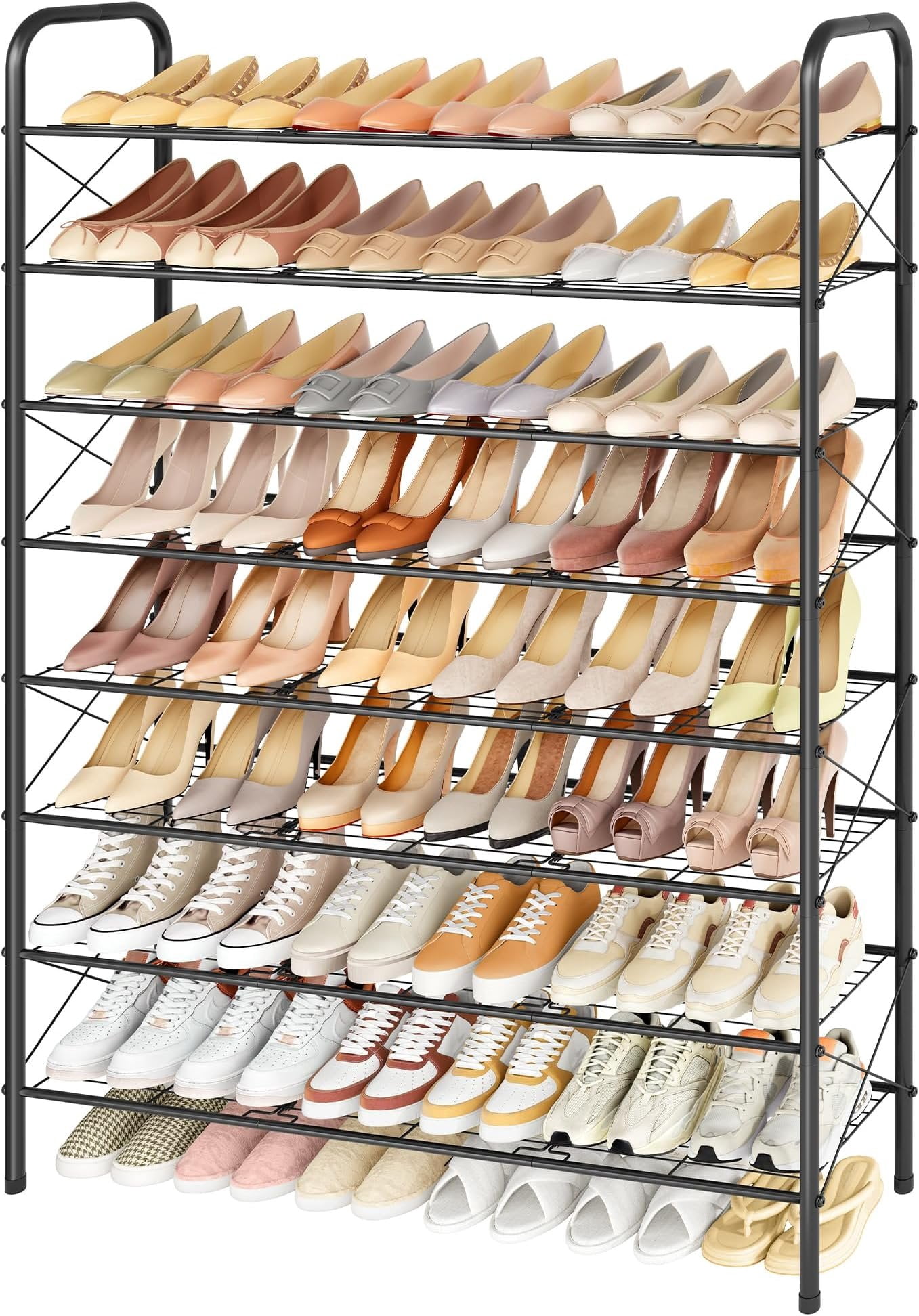 All Style Shoe Racks 8 Tier Shoe Rack for Closet, Durable Mesh Style Shoe Rack, Entryway ...