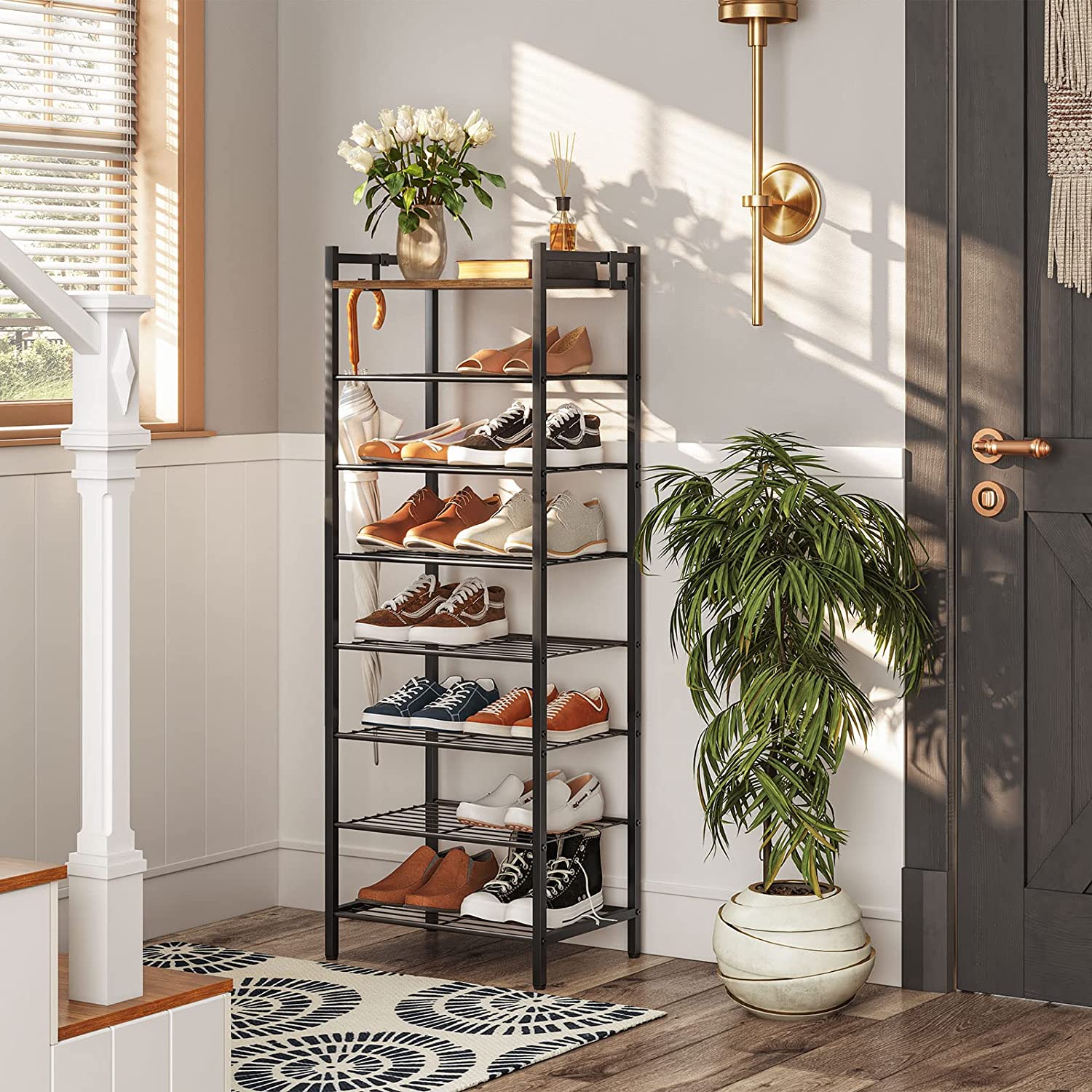 8Tier Shoe Rack Narrow Shoe Shelf for Small Spaces Sturdy Shoe Storage