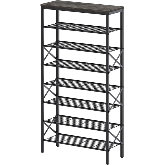 8 Tier Shoe Rack Organizer, Charcoal Black, Large Capacity Holds 32 ...
