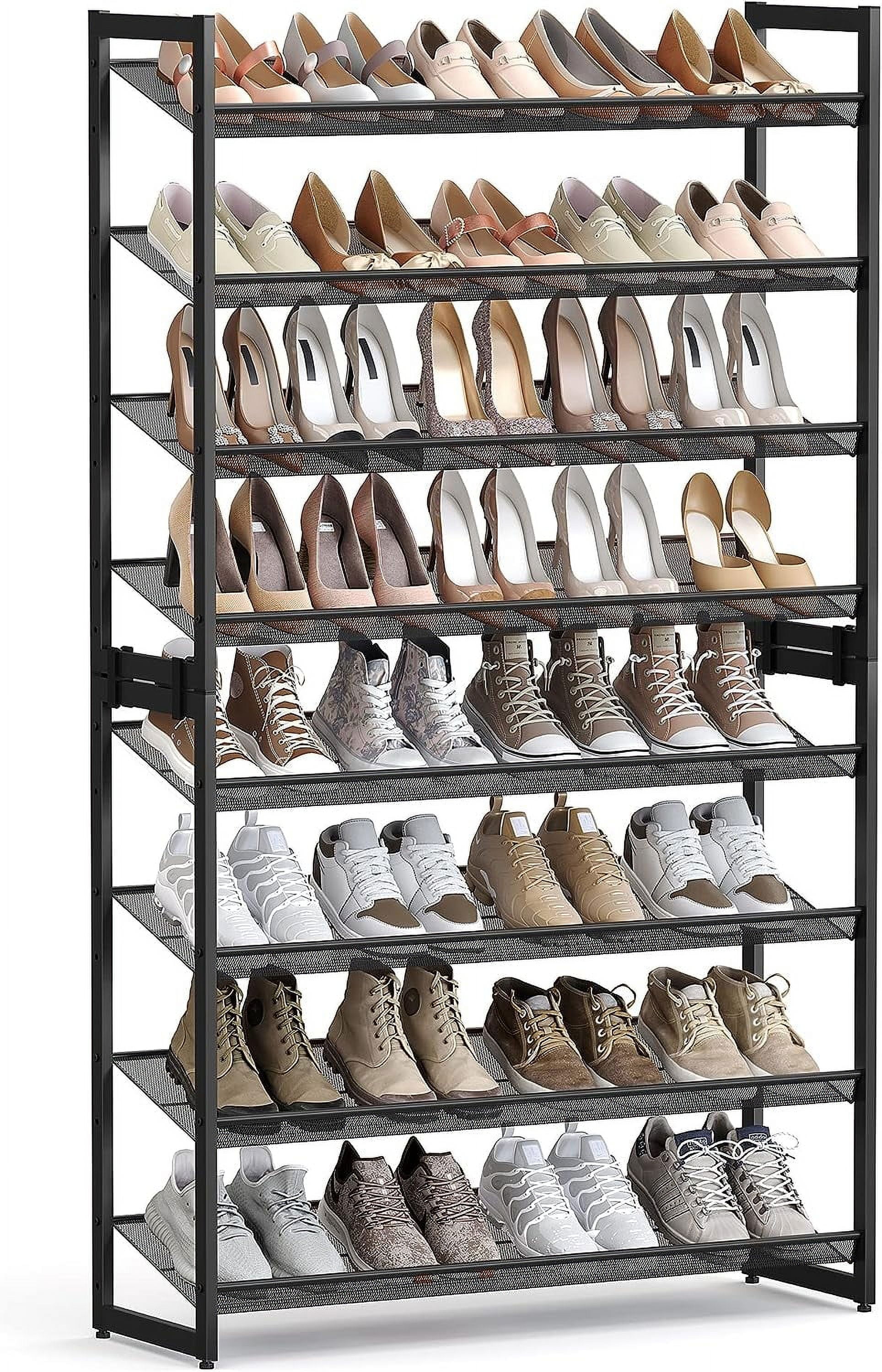 8-Tier Shoe Rack Shoe Organizer 32-40 Pairs Shoes Metal Shoe Storage for Garage Entryway Set of 2 4-Tier Stackable Shoe Shelf with Adjustable Flat or Angled Shelves Gray - Walmart.com
