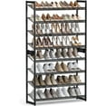 thumbnail image 1 of 8-Tier Shoe Rack Shoe Organizer 32-40 Pairs Shoes Metal Shoe Storage for Garage Entryway Set of 2 4-Tier Stackable Shoe Shelf with Adjustable Flat or Angled Shelves Gray, 1 of 9