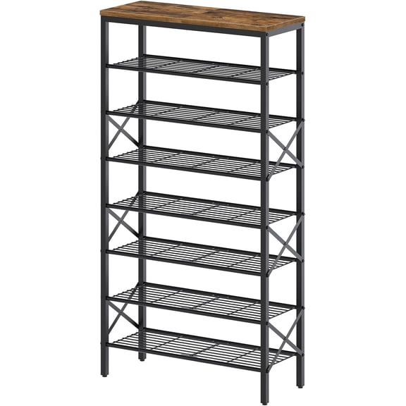 8 Tier Shoe Rack, Shoe Storage Organizer, Large Capacity Shoe Shelf Holds 32 Pairs of Shoes, Sturdy and Stable, for Entryway, Hallway, Closet, Dorm Room, Rustic Brown SS08BR
