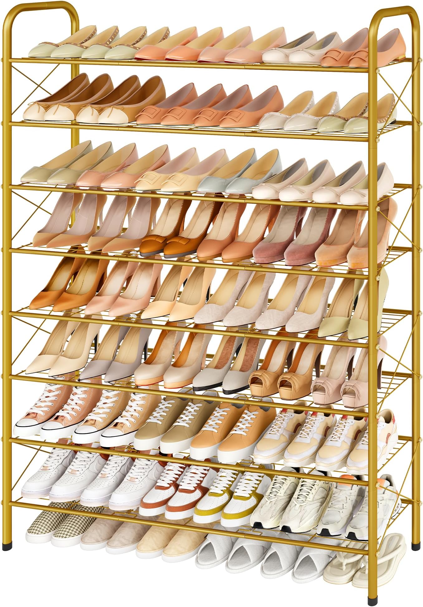 All Style Shoe Racks 8 Tier Shoe Rack for Closet, Durable Mesh Style Shoe Rack, Entryway ...