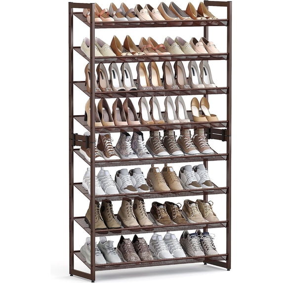 8-Tier Shoe Rack with Adjustable Flat or Angled Shelves, Stackable ...