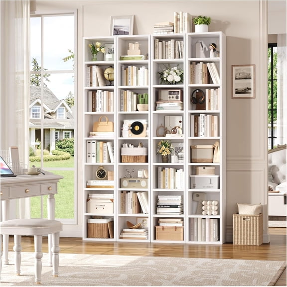 8-Tier Slim Media Tower Rack, 70.9” Tall Narrow White Cabinet with Adjustable Shelves | Space-Saving | CD/DVD & Book Storage Display - Home Office