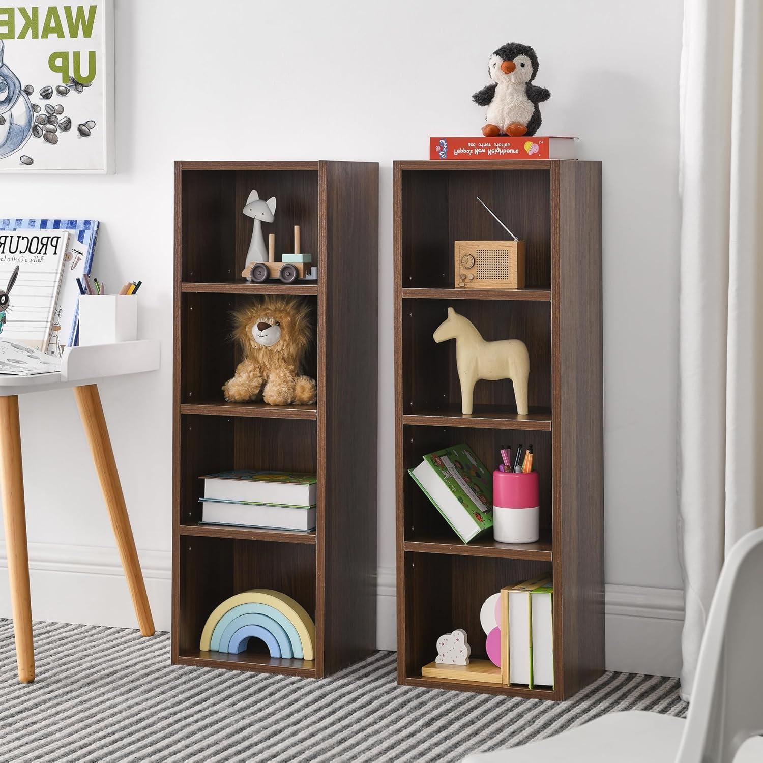 8-Tier CD DVD Storage Cabinet and Bookcase - Multi-Functional 2-in-1 Disassemblable Media Tower