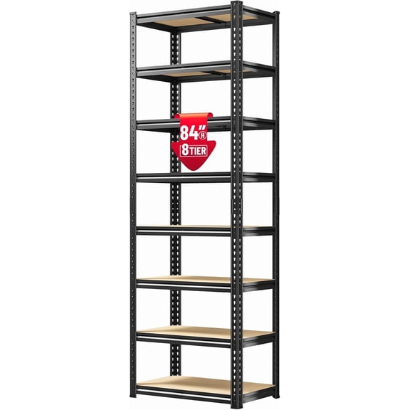 8-Tier Storage Shelves Adjustable Metal Shelving Unit, 3200 lbs Load, Garage Shelving Heavy Duty Shelves and Divisible, Storage Rack for Laundry Room, Pantry, Kitchen, Closet, Shelf, 84"H