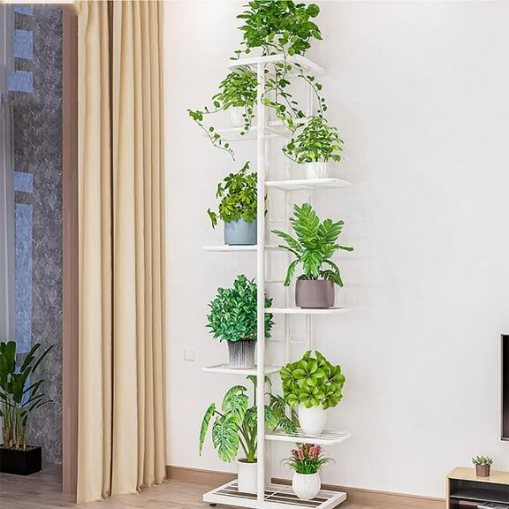 8-Tier Tall Plant Stand for Indoor Outdoor, Metal Corner Plant Shelf, Space-Saving Vertical Plant Rack for Garden, Balcony, Living Room, Rust-Resistant Finish
