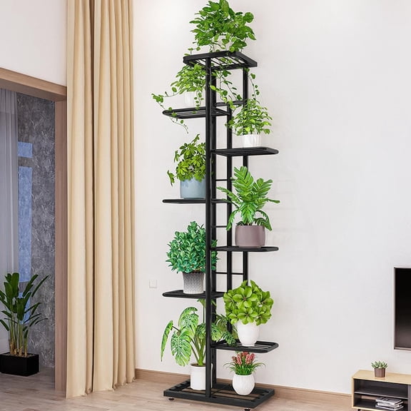 8-Tier Tall Plant Stand for Indoor Outdoor, Metal Corner Plant Shelf, Space-Saving Vertical Plant Rack for Garden, Balcony, Living Room, Rust-Resistant Finish