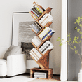 thumbnail image 1 of 8-Tier Tree Bookshelf, Industrial Retro Storage Rack, Bookcase with Open Bookshelf, Country Style Display Rack for Living Room Bedroom Office Brown, 1 of 7