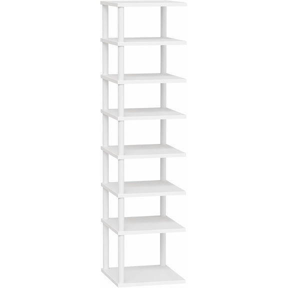 8-Tier Vertical Shoe Rack, 11" L x 11" W x 53" H, White