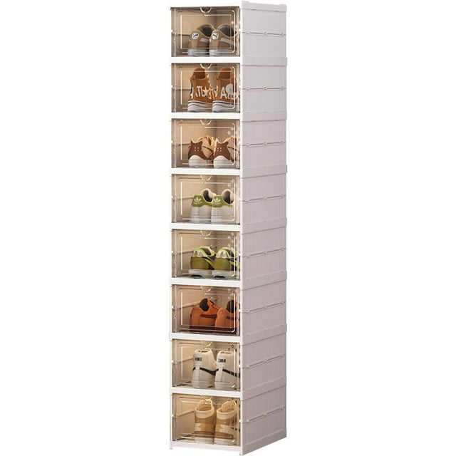 8 Tier Vertical Tall Narrow Shoe Rack, Corner Shoe Storage Organizer