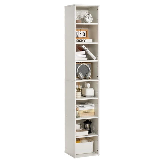 8-Tier Wide Bookshelf, 68 Inch Tall Wooden Open Bookcase with Display Storage Organizer, Freestanding Floor Shelf for Library, Bedroom, Living Room, Office, White