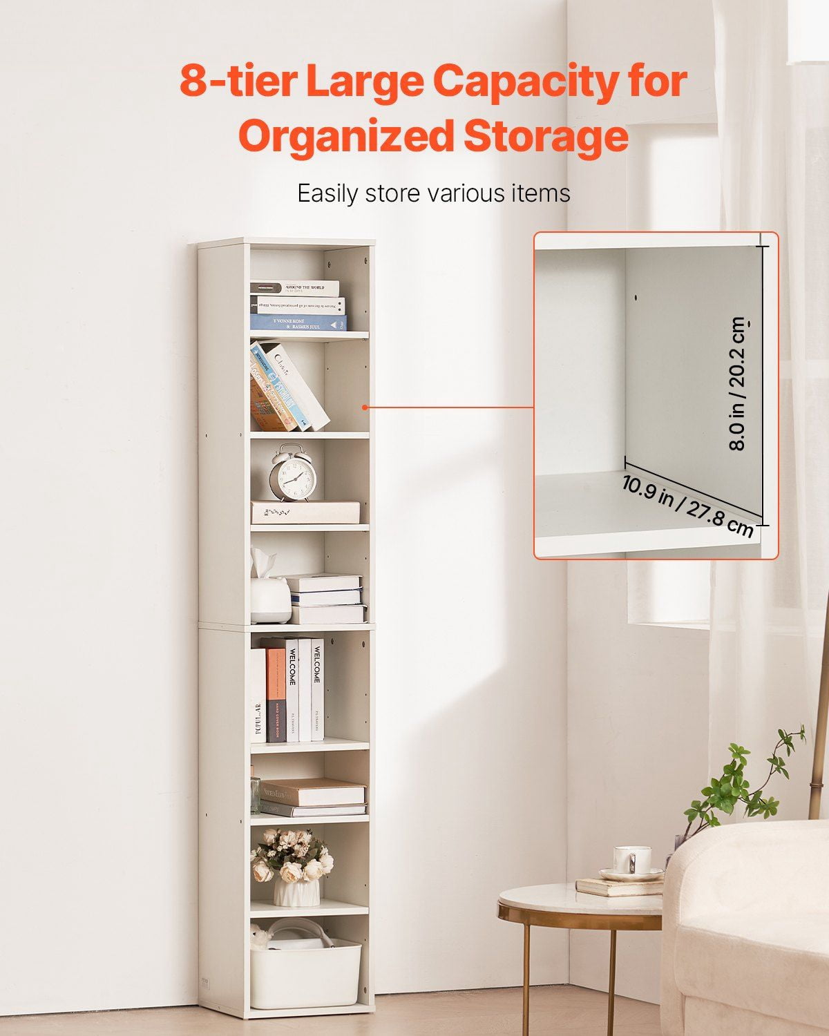 8-Tier Wide Bookshelf, 68 Inch Tall Wooden Open Bookcase with Display ...