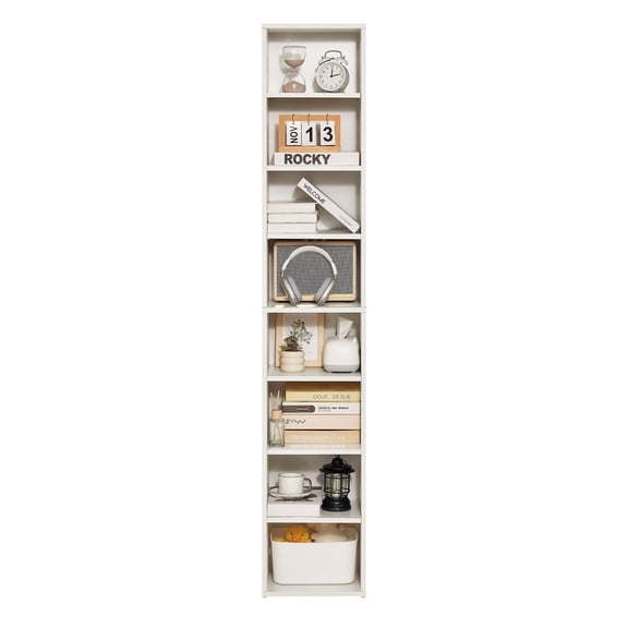 8-Tier Wide Bookshelf, 68 Inch Tall Wooden Open Bookcase with Display Storage Organizer Shelf, Freestanding Tall Floor Bookcase for Library, Bedroom, Living Room, Office, White