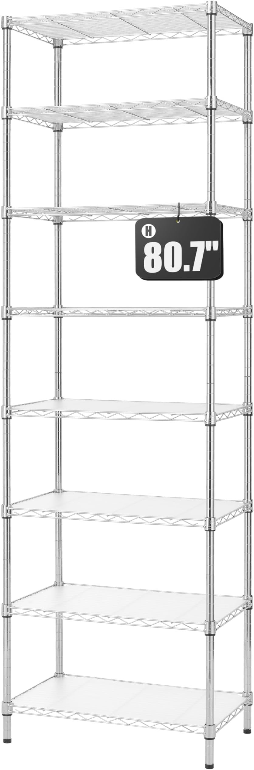 8-Tier Wire Shelving Unit Adjustable Steel Wire Rack Shelving, 80.7 ...