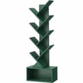 thumbnail image 1 of 8-Tier Zigzag Tree Bookshelf with Open Storage Base, Space-Saving Bookcase, Dark Green, 1 of 9