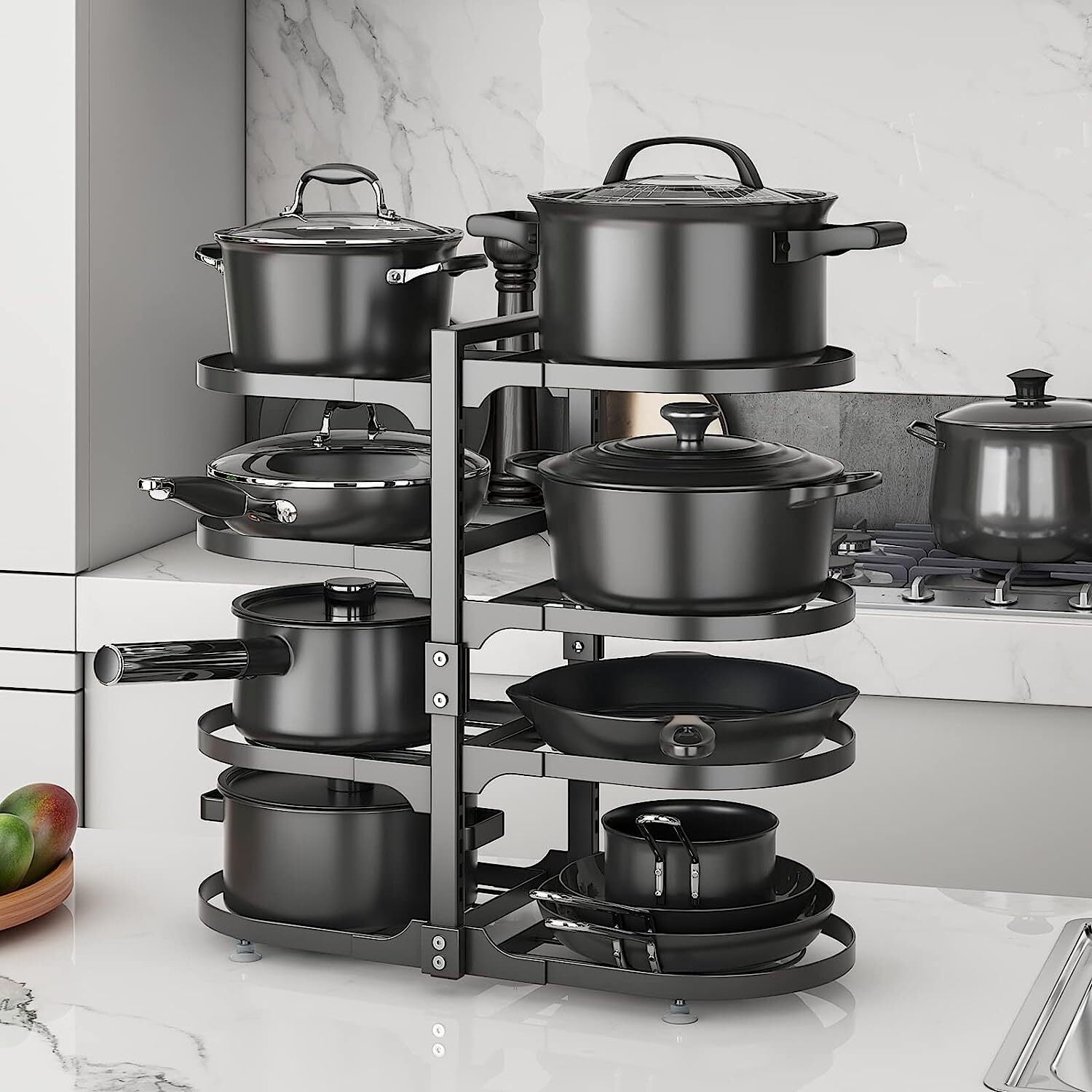 8 Tiers Pots and Pans Organizer, Pot Rack Organizers Kitchen
