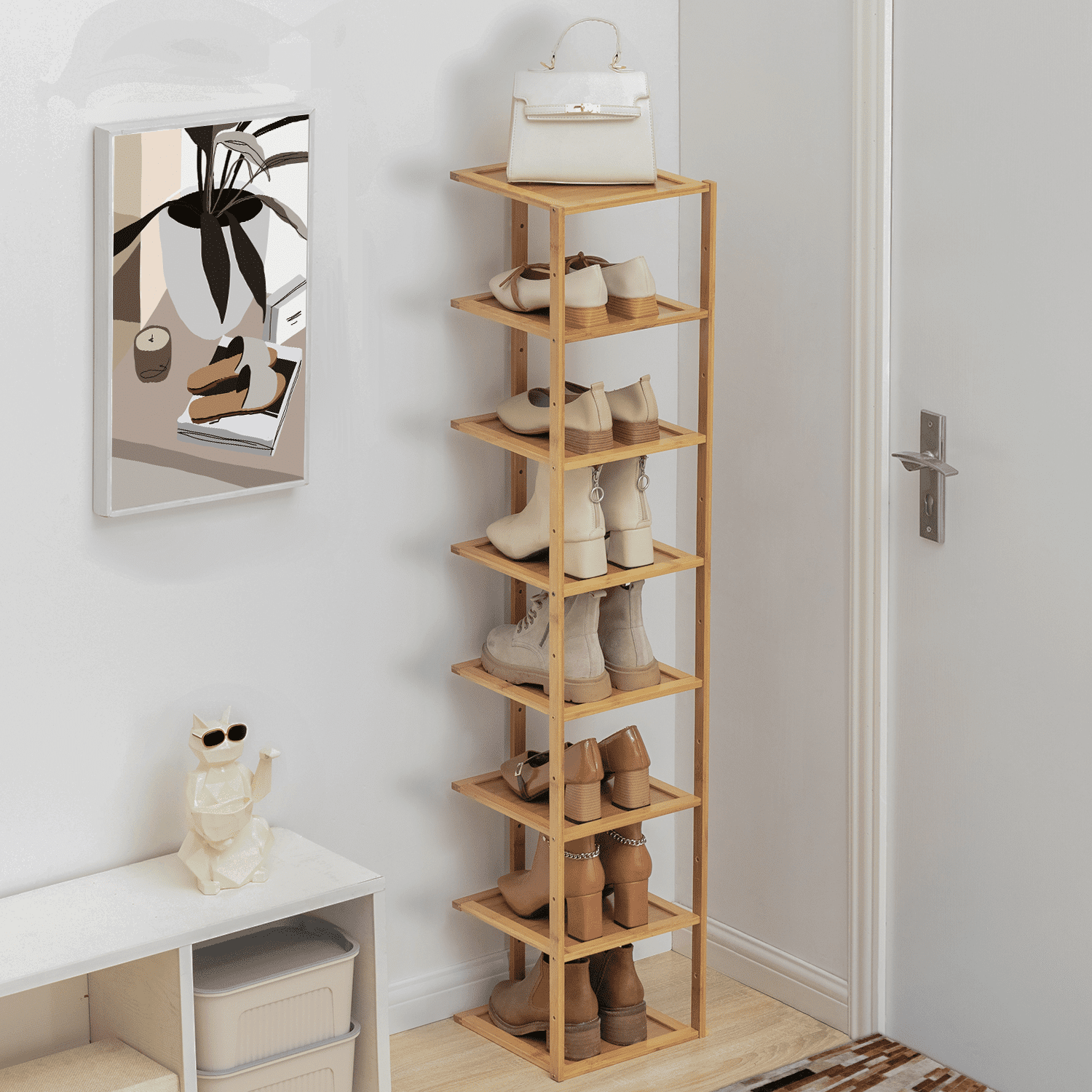 8 Tiers [STRAIGHT STAND] Shoe Rack Boots High Heels Organizer 11 ...
