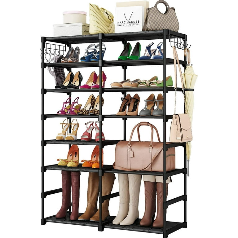 Shoe Rack With Covers Shoes And Boots Organizer Shoe Closet 8-Tier 22-26  Pairs, Large Shoe Organizer Cabinet,Tall Closed Shoe Storage Rack For  Garage