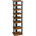 8 Tiers Vertical Shoe Rack, Wooden Shoe Storage Organizer with Hooks ...