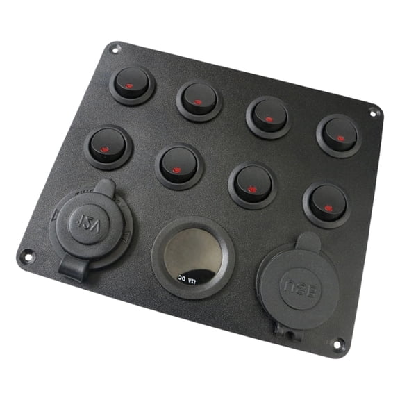 8 Toggle Switches Panel with USB Charging for Marine and Automotive