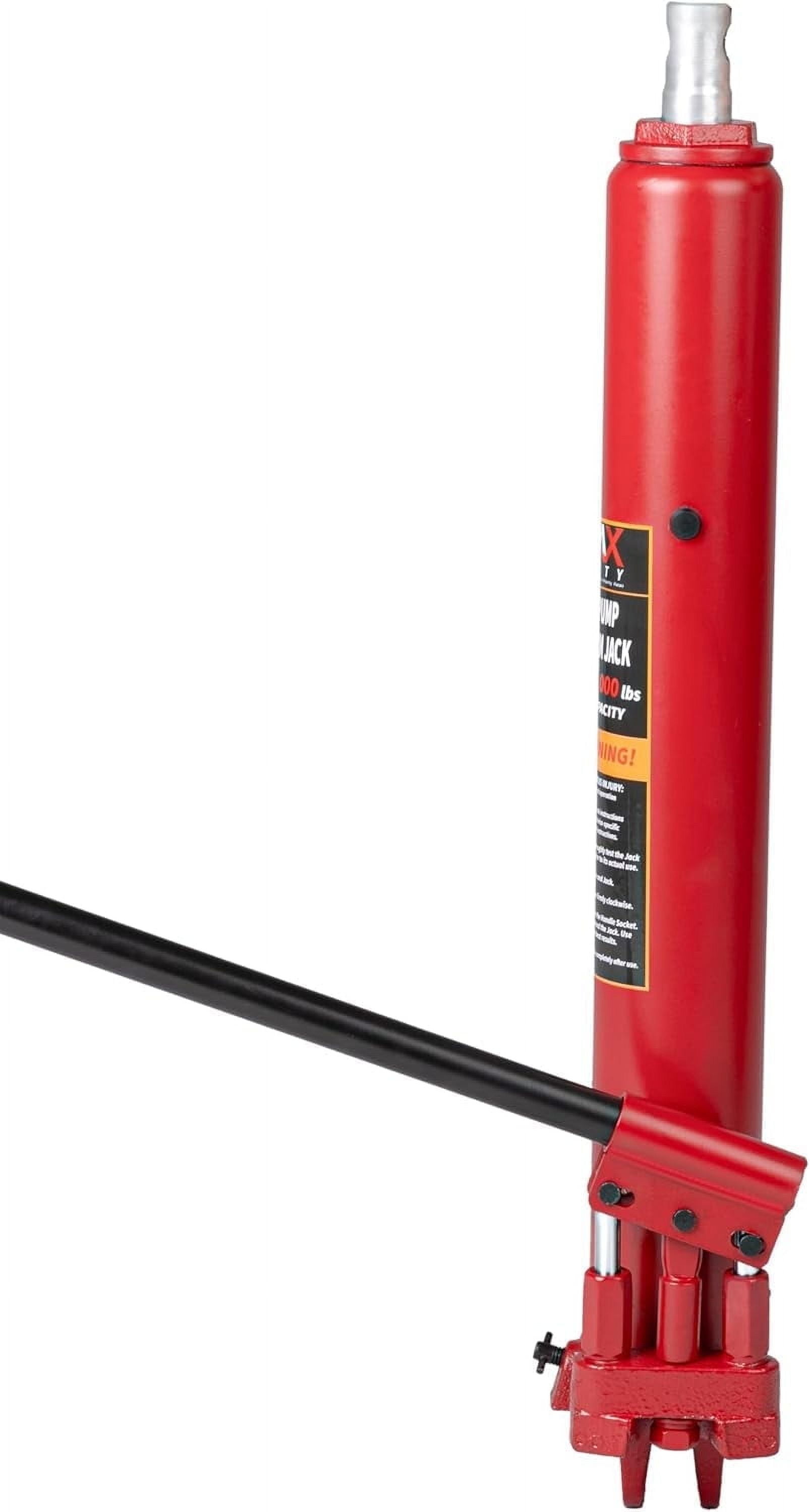 8-Ton (16,000 lb) Dual-Piston Quick Lift Clevis Base Long Ram Hydraulic Bottle Jack for Engine Cranes, Engine Lift Hoists with Handle