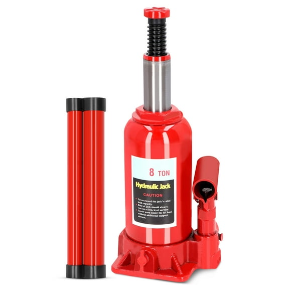 8 Ton Hydraulic Welded Bottle Jack, Red Jack for Car Repair
