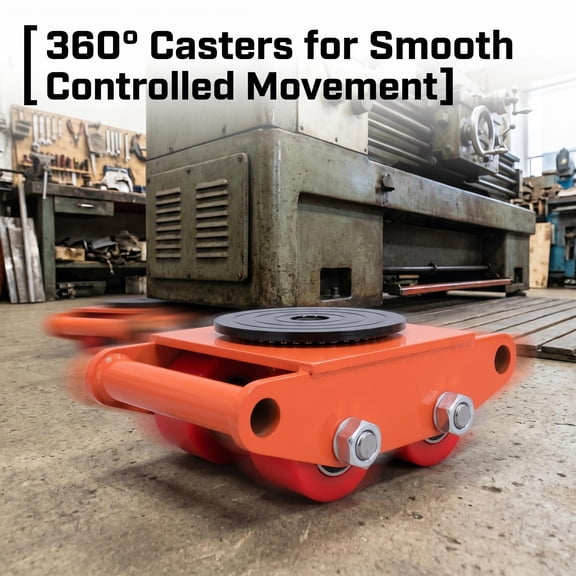 8Ton Machinery Mover, HeavyDuty Skate Dolly with 4 PU Wheels, 360 Swivel Top, NonSlip Pad  Moving Skate for Warehouse, Workshop, Factory