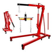 8-Ton Pump Hydraulic Engine Hoist with Lever, 2 Ton, Cherry Picker Shop Crane with Telescoping Boom & 6 Casters, Engine Crane with Leveler for Garage Maintenance, Industrial Use, Warehouse Loading