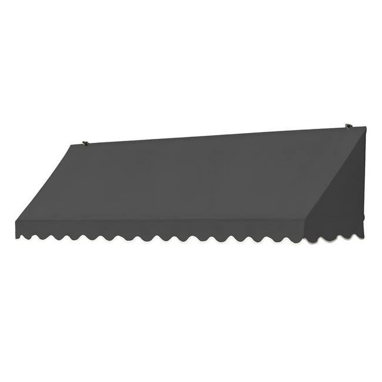 Charcoal Gray 8 ft Acrylic Fabric Retractable Window Awning