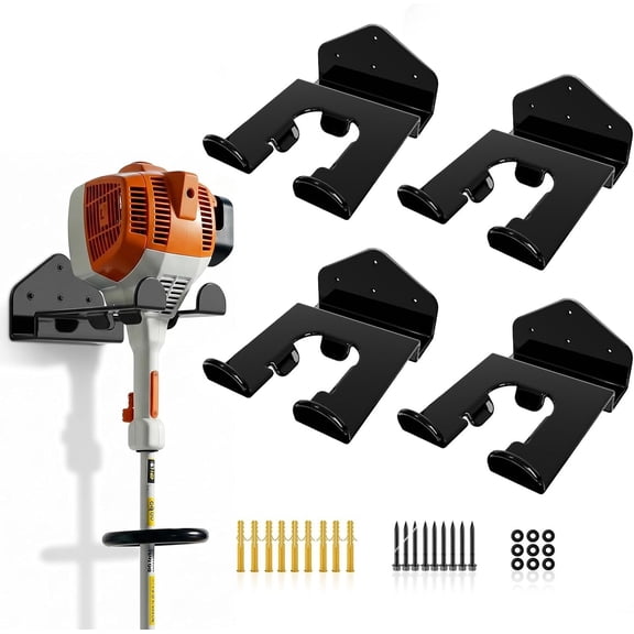 8" Trimmer Rack with Rubber Coating, [4 Pack] Heavy Duty Weed Eater Hanger, Garden Power Tool Holder Organizer Hooks for Grass Trimmer, Hedge Trimmer, Garden Tool, Leaf Blower,