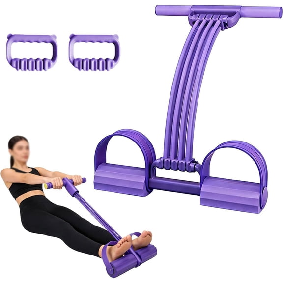 8-Tube Pedal Resistance Band, Upgraded Sit Up Assistant Device, Adjustable Ab Trainer Core Fitness Equipment, Portable Full Body Workout Pull Rope for Legs Arms Waist, Home Gym Ge