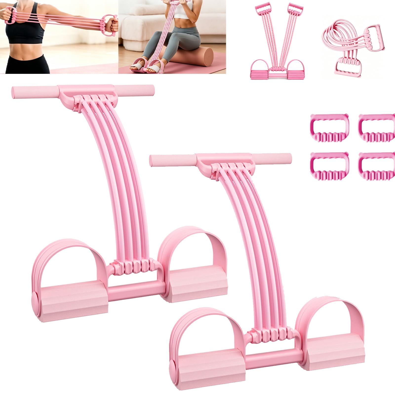 8 Tube Pedal Resistance Band with Handle – 3-in-1 Latex Foot Pedal Trainer for Back Stretch, Chest Expand, Home & Travel Gym