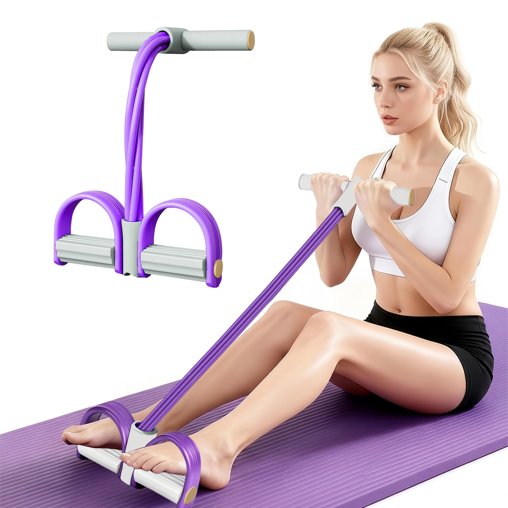 8-Tubes Pedal Resistance Band with Handle, Multifunction Exercise Rope ...