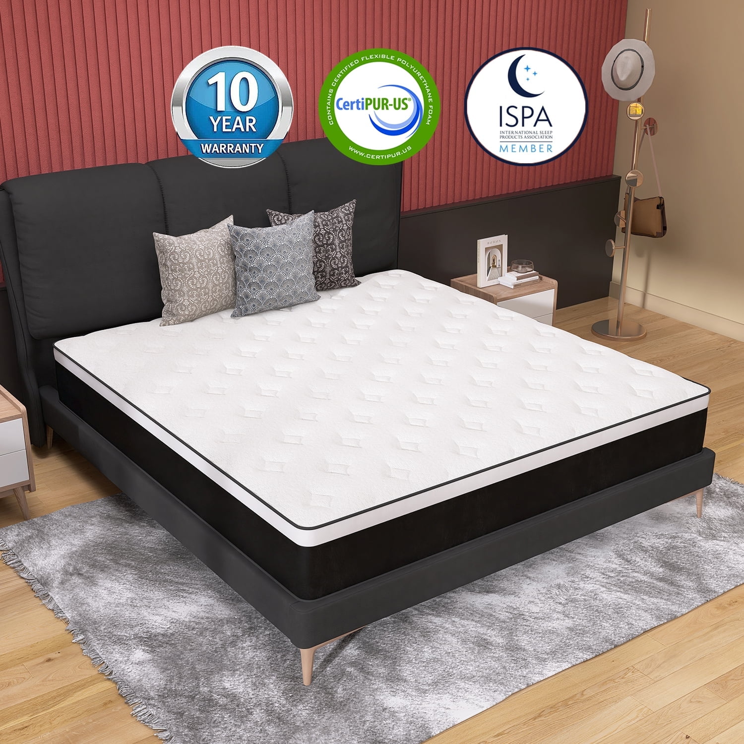 MEANDAROL 8" Twin Size Hybrid Mattress,Pocket Spring and Gel Infused Memory Foam in a Box,Medium，Adult