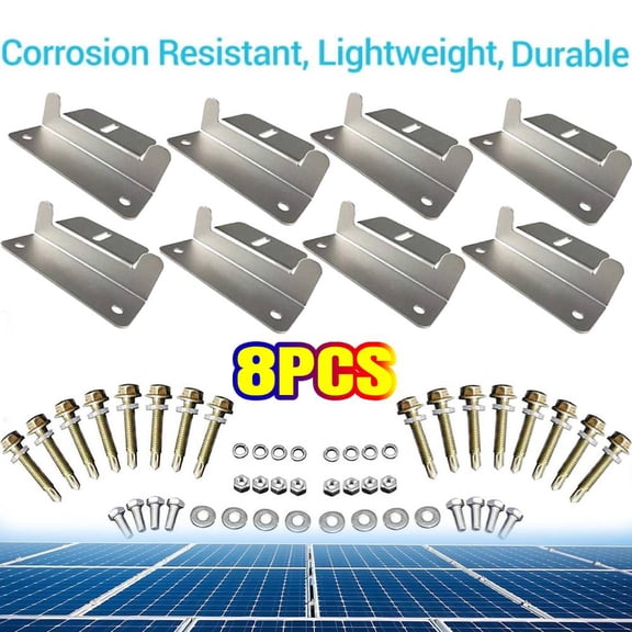 8 Units Solar Panel Mounting z Bracket, Supporting for RV, Roof, Boat, Off Grid and Other Off Gird Roof Installation