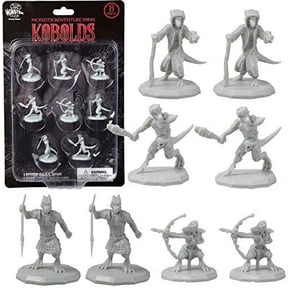 Monster Protectors 8 Unpainted Fantasy Kobold Mini Figures- All Unique Designs- 1" Hex-Sized Compatible with DND Dungeons and Dragons