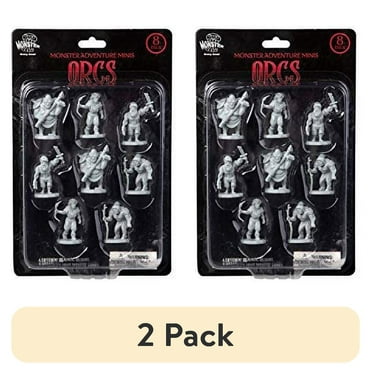 (2 pack) Monster Protectors Fantasy Orc Mini Figures – 8 Unpainted Unique Designs – 1" Hex-Sized, Compatible with DND, Pathfinder & Tabletop RPGs – Realistic Orc Sculpts for Spooky Campaigns, & Game Nights