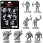 8 Unpainted Fantasy Orc Mini Figures- All Unique Designs- 1" Hex-Sized Compatible with DND Dungeons and Dragons & Pathfinder and All RPG Tabletop Games