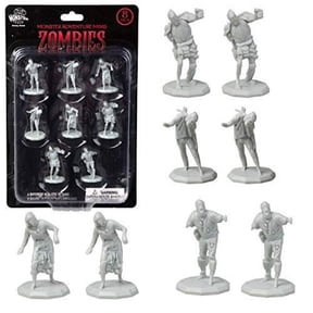 8 Unpainted Fantasy Zombie Mini Figures- All Unique Designs- 1 Hex-Sized Compatible with DND Dungeons and Dragons & Pathfinder and All RPG Table Top Games