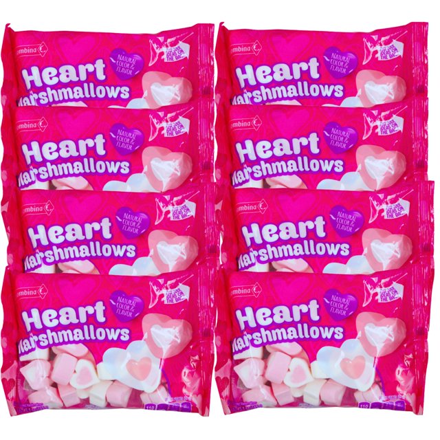 (8) Valentine's Heart Marshmallows, 5.1oz Bag HeartShaped Fluffy Pink
